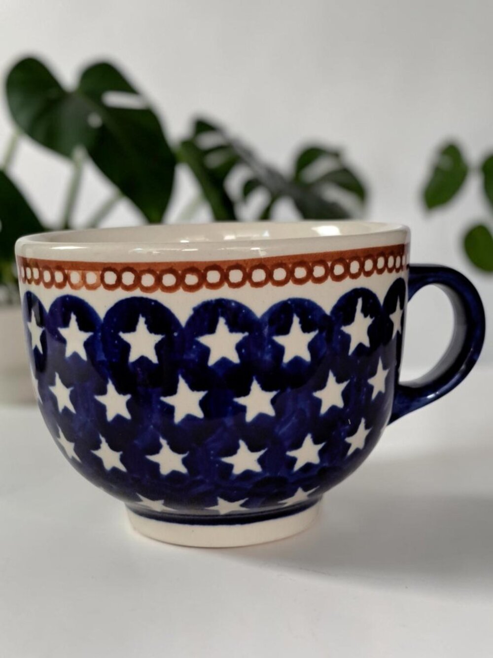 Boleslawiec Poland Cup 3.5"x4.5" Red White Blue with Stars